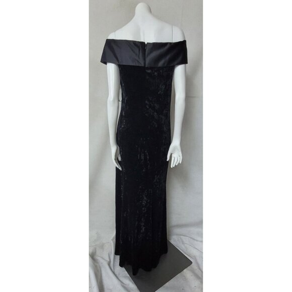 Cachet Dress Womens 14 Black‎ Stretch Velvet Off Shoulder Front Slit Formal Gown - Picture 7 of 12